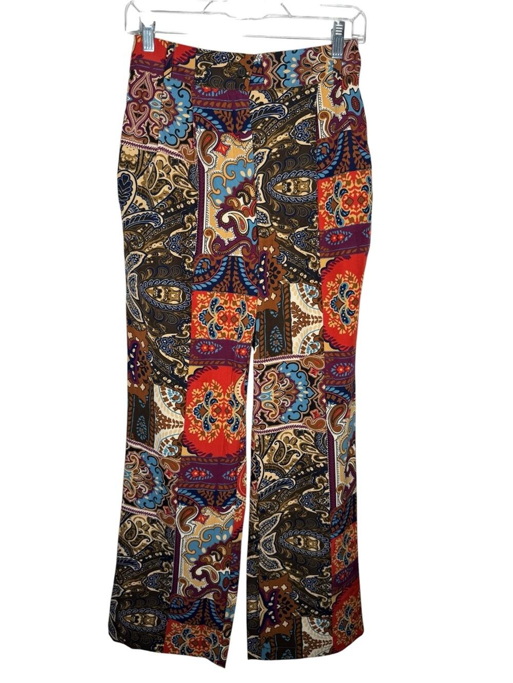 CATO / red brown colorful paisley boho patchwork trouser pants / S
